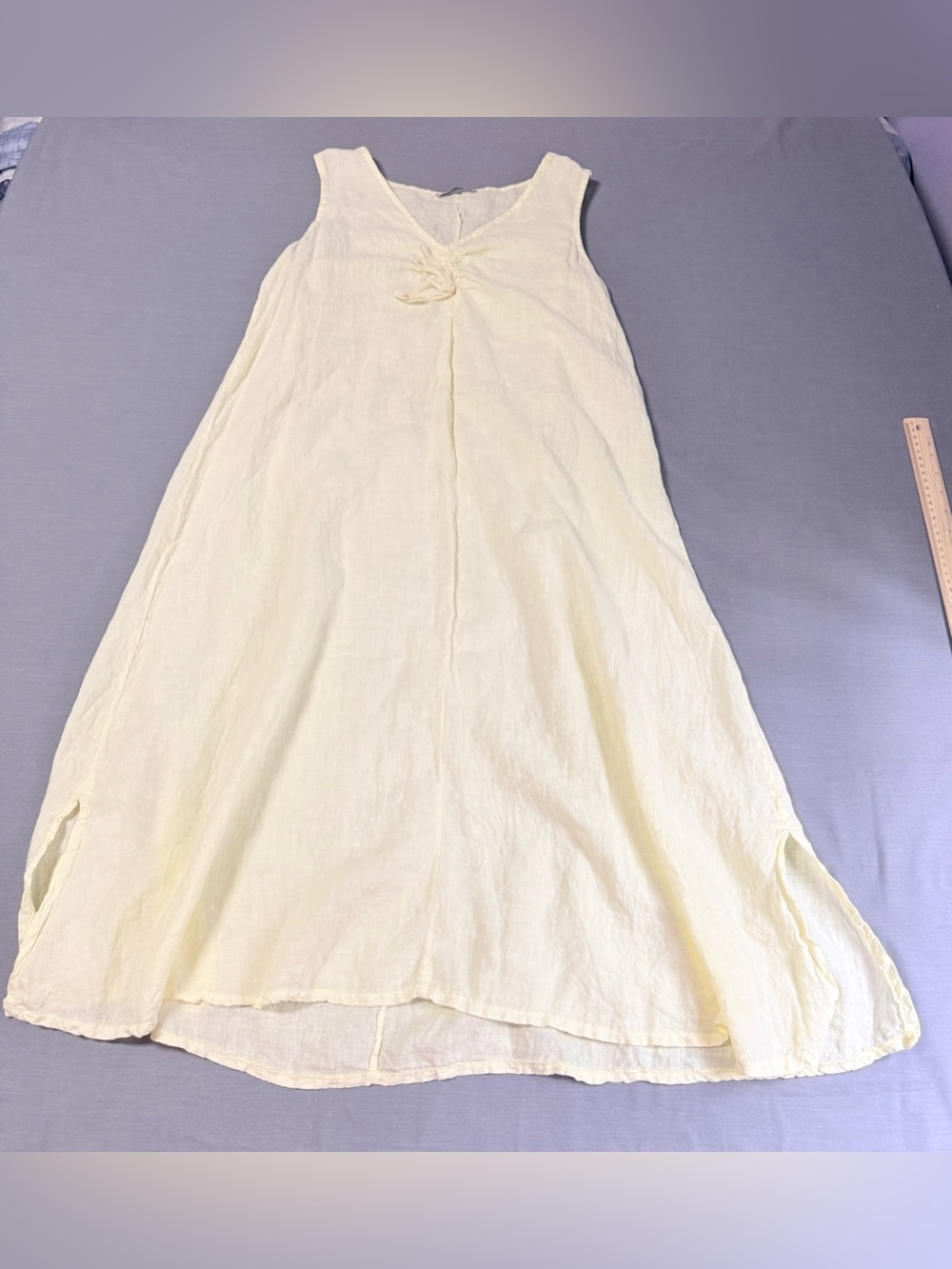 Francesca Bettini Made In Italy 100% Linen Sleeveless Dress V-Neck Sz Large